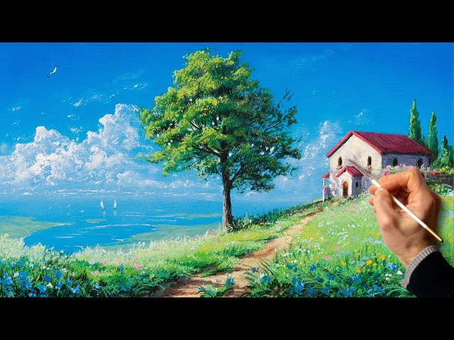 👍 Acrylic Landscape Painting - Paradise Corner / Easy Art / Drawing Lessons / Satisfying Relaxing