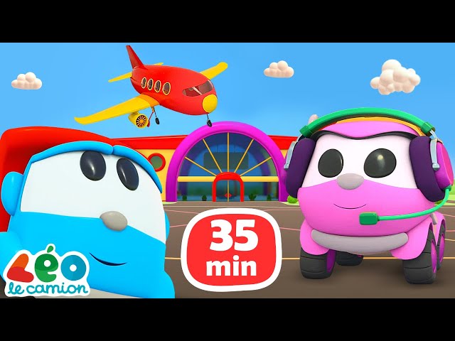 Une compilation de 35 min de dessins animés sur Léo le camion curieux et les avions pour enfants