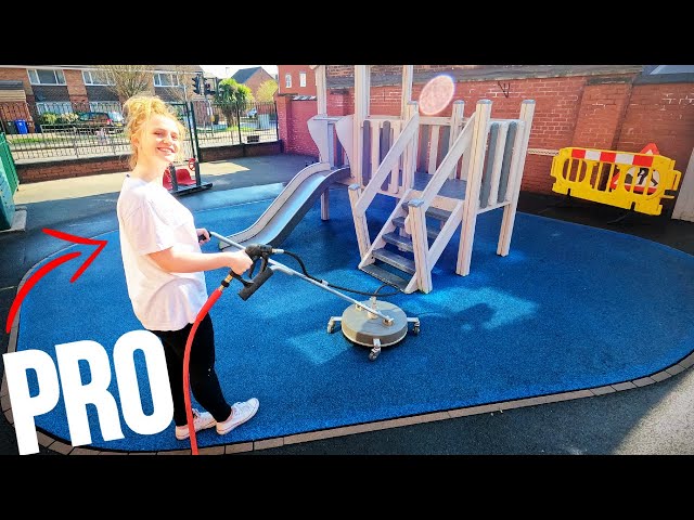 We Cleaned This Playground For FREE! (Her First Time Power Washing!)