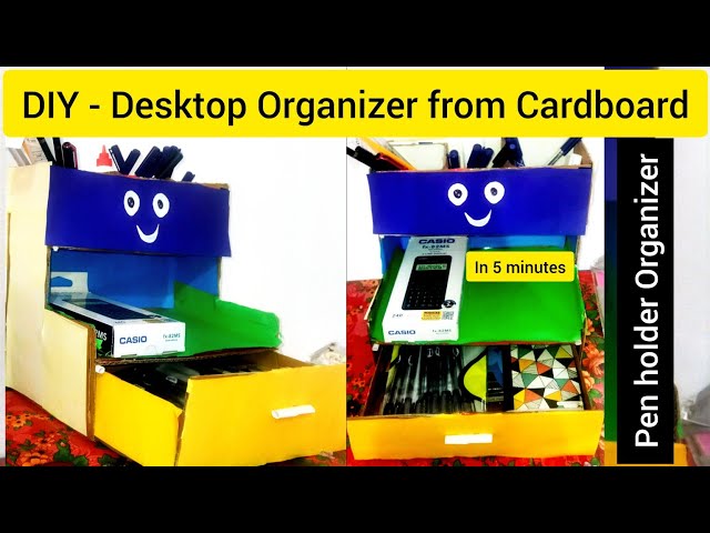 DIY - Desktop Organizer from Cardboard | Pen Holder Organizer | Paper Craft | Cardboard Craft