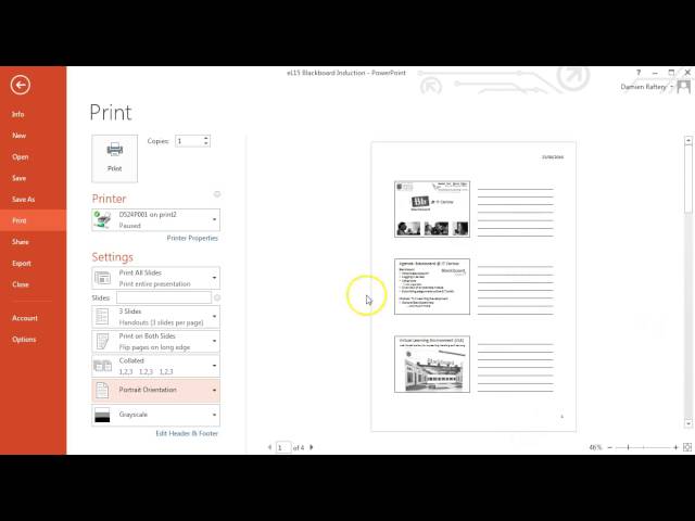 How to Print PowerPoint Slides in Handout form