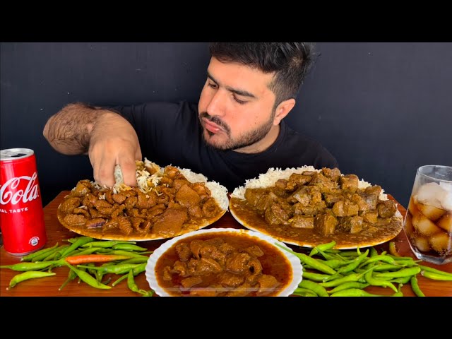 ASMR: EATING SPICY MUTTON BOTI CURRY+SPICY MUTTON LIVER CURRY WITH RICE+DRINK || MUKBANG