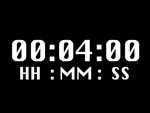 4 Minute Timer Clock 4K | Latest | Black & White | Minimalistic Countdown Timer