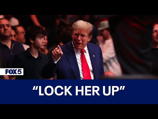 Trump claims he never said "lock her up"