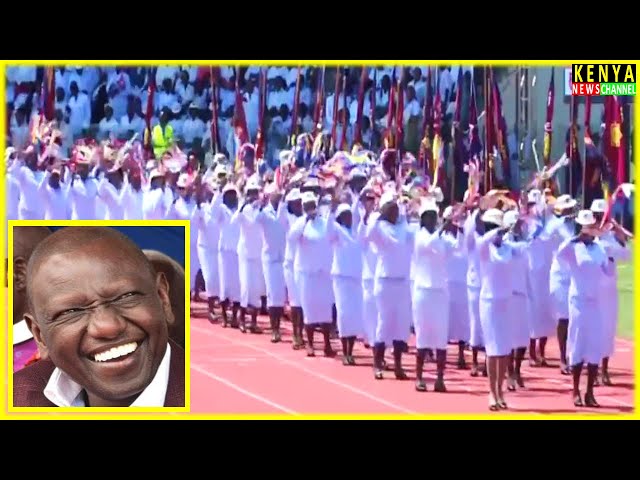 BEAUTIFUL MOMENT as Salvation Army Women March in front of Ruto during Church Service Ulinzi Stadium