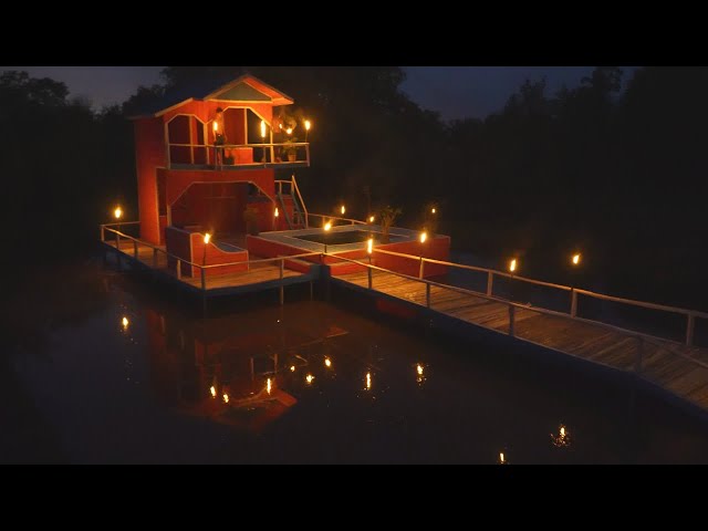 Build a bamboo resort house on the water with the best swimming pool and bamboo furniture [End]