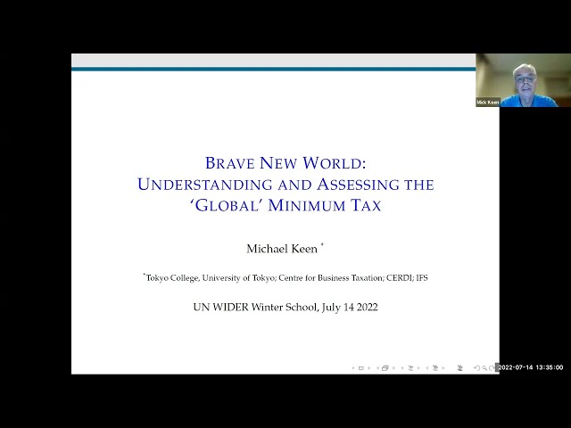 Mick Keen on global minimum tax | WIDER Winter School