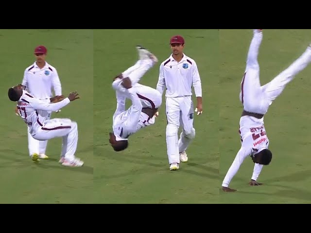 Kevin Sinclair Backflip Celebration cartwheel after dismissing Usman Khawaja vs Australia