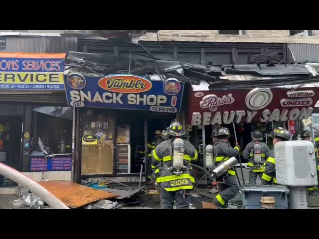 3 firefighters injured after storefronts come crashing down after Washington Heights fire