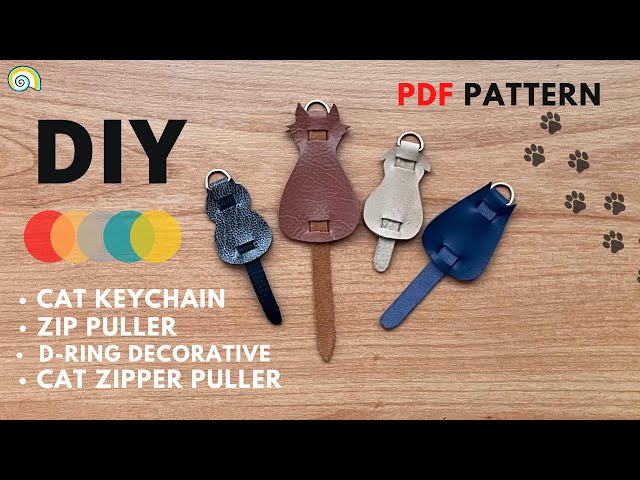 Making a simple leather keychain with animal theme | making Cat Keychain using leather