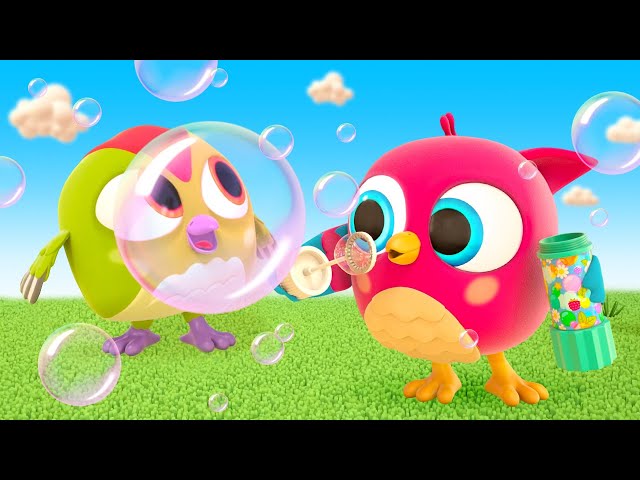 Baby birds make bubbles & play with ice cream cart. Baby cartoons & animation for kids.