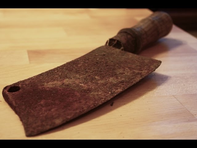 Very rusty cleaver (butcher's knife) restoration - step by step DIY