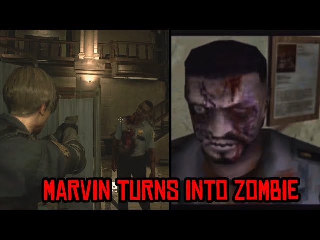 Marvin Turns into Zombie Then vs Now Comparison (1998 vs 2019) - Resident Evil 2 Remake