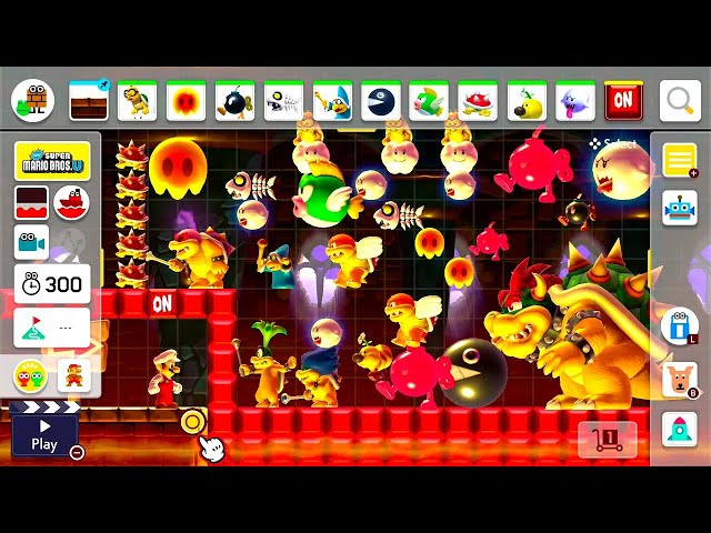 Super Mario Maker 2 Wii - All Bosses Course Maker (NSMBWII Theme) Experiment!