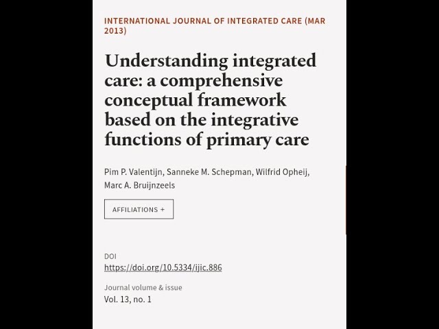 Understanding integrated care: a comprehensive  conceptual framework based on the int... | RTCL.TV