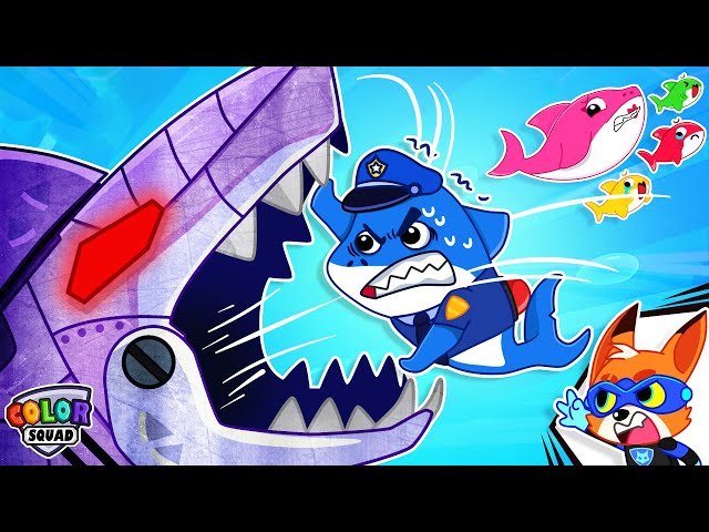 Cảnh sát cá mập cứu cá mập con khỏi robot cá mập | Hoạt hình trẻ em vui nhộn | Color Squad giải cứu