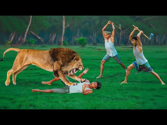 Lion Attack Man in Forest | Lion Attack Hunter | Lion Attack Stories Part 10