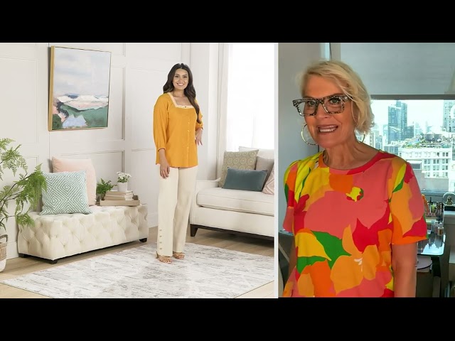 Isaac Mizrahi Live! Textured Stretch Woven Button Front Blouse on QVC