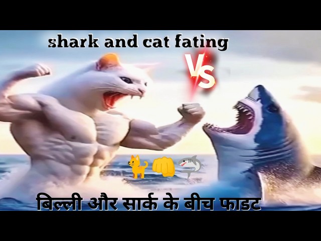 Shark and cat fight 🦈👊🐈 #video #viral #tranding #cat #kitten