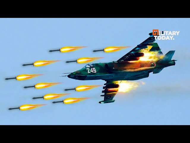 Russian Su-25 fighter jets Destroy Ukrainian With Missiles
