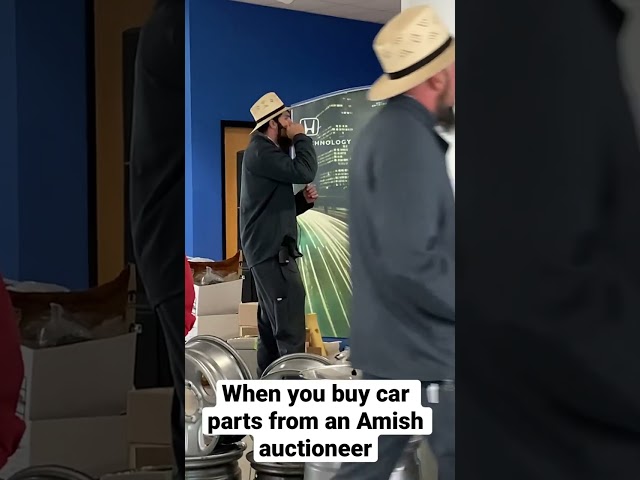 Amish auctioneer selling car parts
