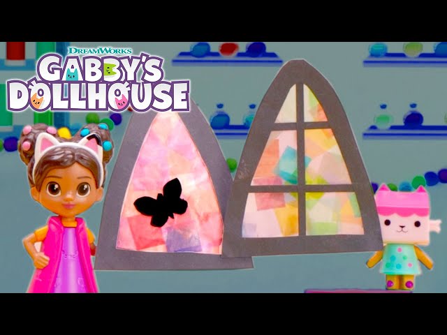 🌈 Colorful Window Crafting With Baby Box 🎨| GABBY'S DOLLHOUSE TOY PLAY ADVENTURES
