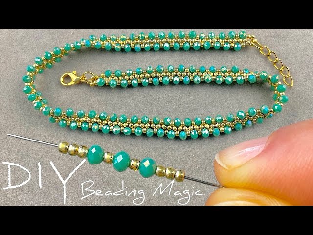 Simple Seed Bead Necklace: Crystal Beads Jewelry Making | Beading Tutorials