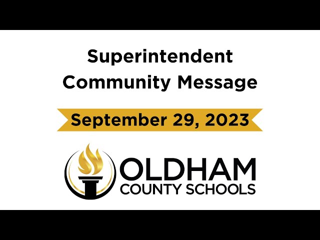 Superintendent Community Message September 29, 2023