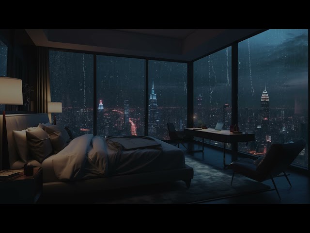 Rainy Night Relaxation: Relaxing by the Window with Raindrops and City Lights on a Rainy Night, bgm