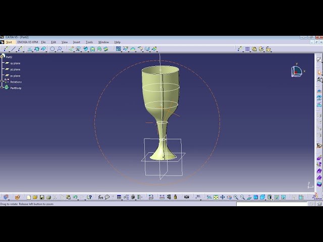 CATIA TUTORIAL-How to Design Wine Glass using Multi section solid