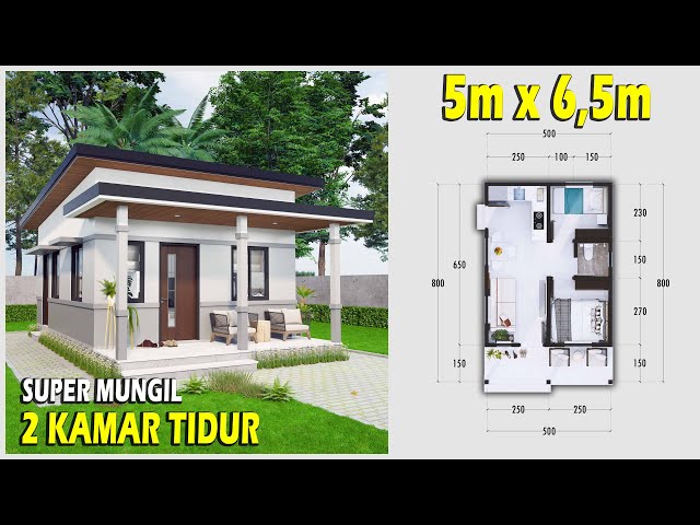 16' x 22' ( 5m x 6,5m ) Small House plan - 2 Bedroom Simple House Idea