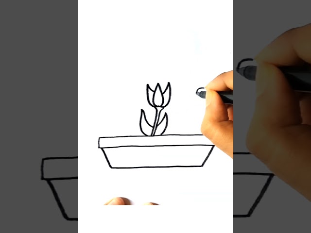 flower pot drawing easy step by step for kids and toddlers #shorts