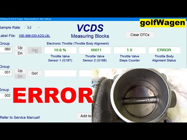 VW Golf, Polo etc. P1579 Throttle body Adaptation Not Started