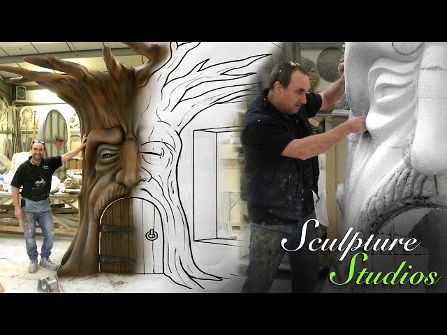 Fantasy Face Tree Carving - Polystyrene / Styrofoam by Sculpture Studios