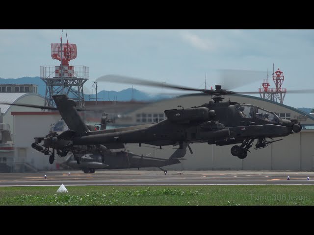 【陸自UH-1x米軍UH-60】OrientShield21@明野 7/3  日米混成編隊離陸【陸自AH-1x米軍AH-64】