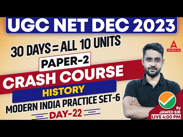 UGC NET History Modern India Practice Set  6 Class #22 | UGC NET History By Jawed Sir