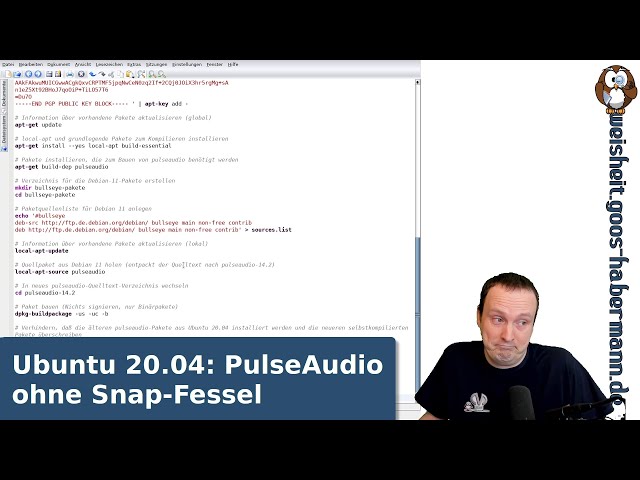 Ubuntu 20.04: PulseAudio ohne Snap-Fessel