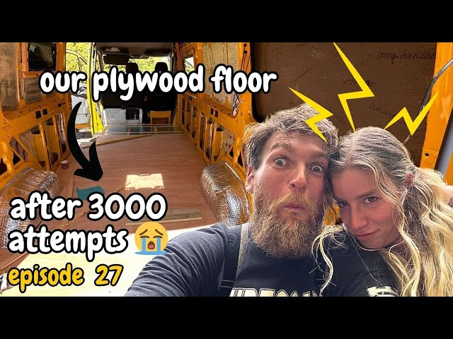 he didn't need to go THAT hard - starting our plywood floor 😬