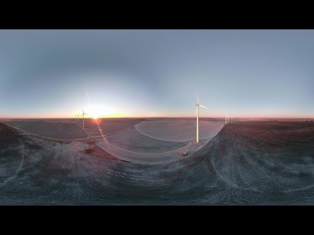 VR 360 Wind Turbines at Sunrise