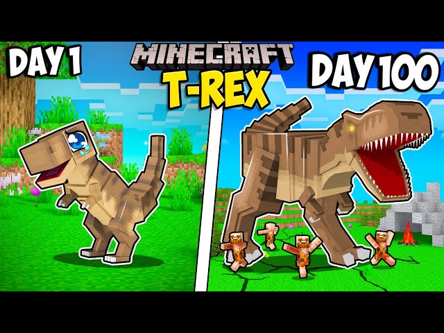 I Survived 100 Days as a T-REX in MINECRAFT