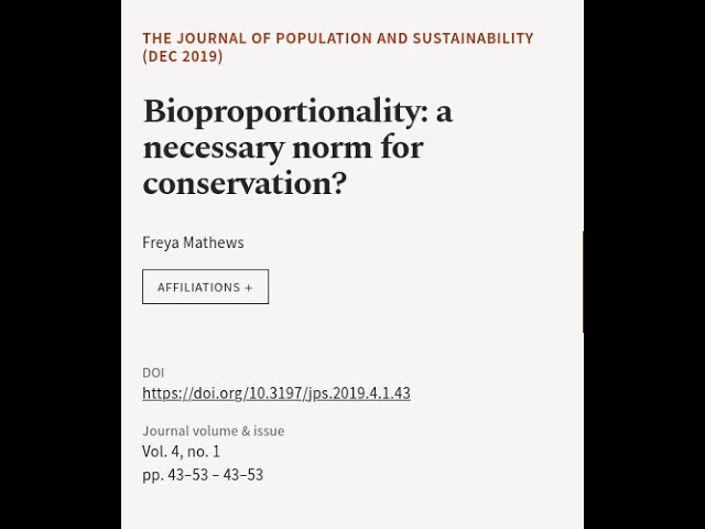 Bioproportionality: a necessary norm for conservation? | RTCL.TV