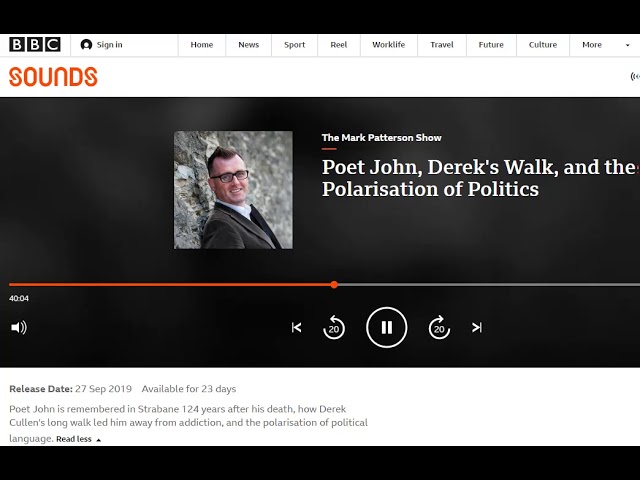 Poet John BBC interview 27th September 2019 on the Mark Patterson Show