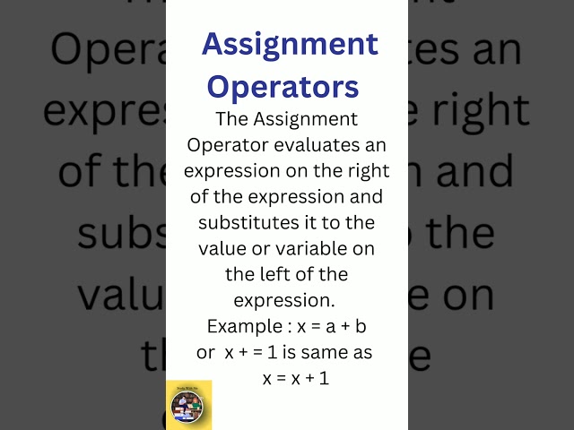 Assignment Operators |#assignmentoperators  #assignment  #operator