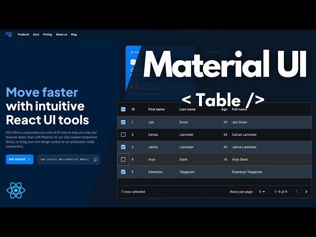 Data Tables - Learn Material UI Components in React