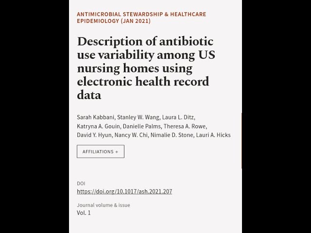Description of antibiotic use variability among US nursing homes using electronic hea... | RTCL.TV