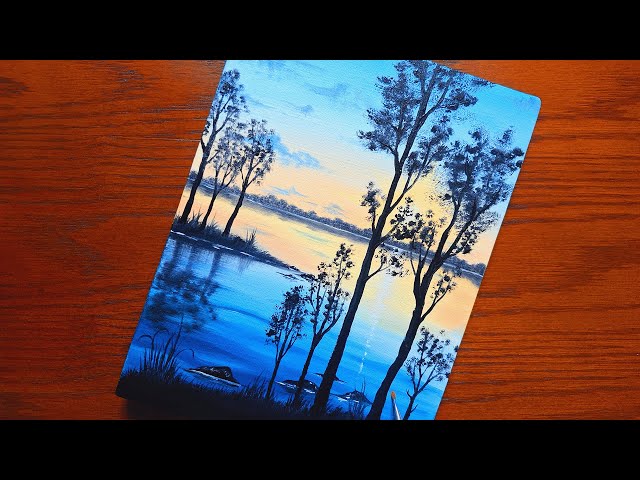 Painting the Lake in the Morning | Acrylic Painting Timelapse