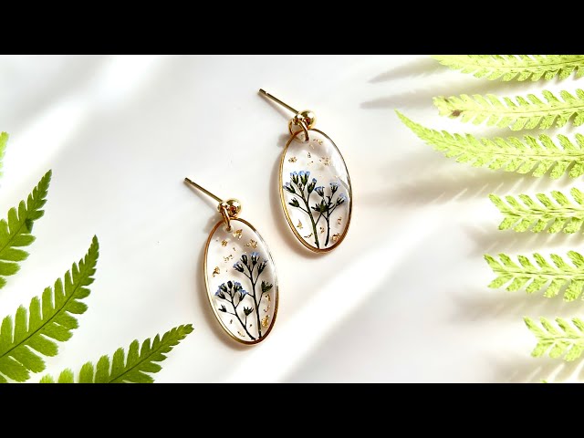 Dried flower uv resin earrings | Handmade jewelry making at home | Real flower earrings tutorial