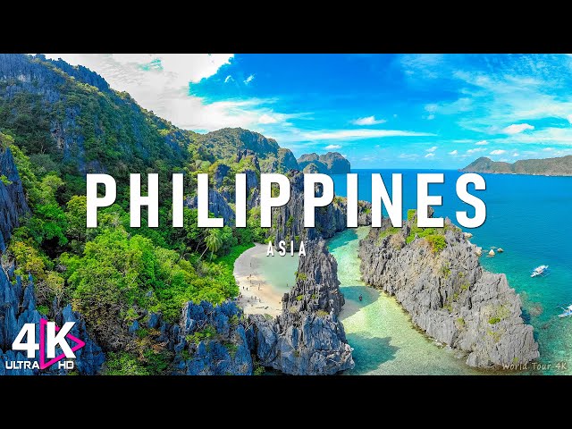 FLYING OVER PHILIPPINES (4K UHD) - Relaxing Music & Amazing Beautiful Nature Scenery For Stress
