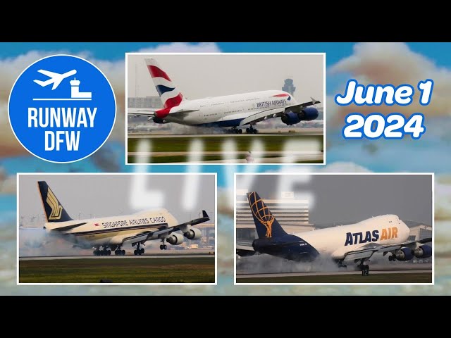 Relaxing? Exciting? You decide! LIVE plane spotting at DFW Airport! 6-1-24