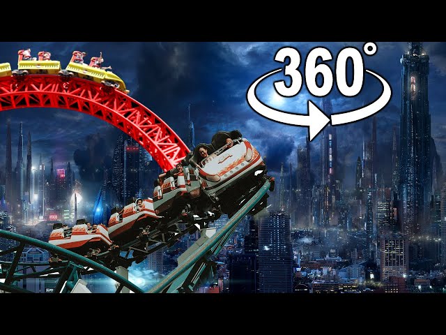 Future City Roller Coaster 360 VR Ride  - Virtual Reality 4k Ride